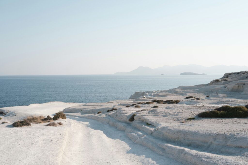 Sarakiniko beach Milos Greece volcanic rocks - best Greek island to avoid crowds
