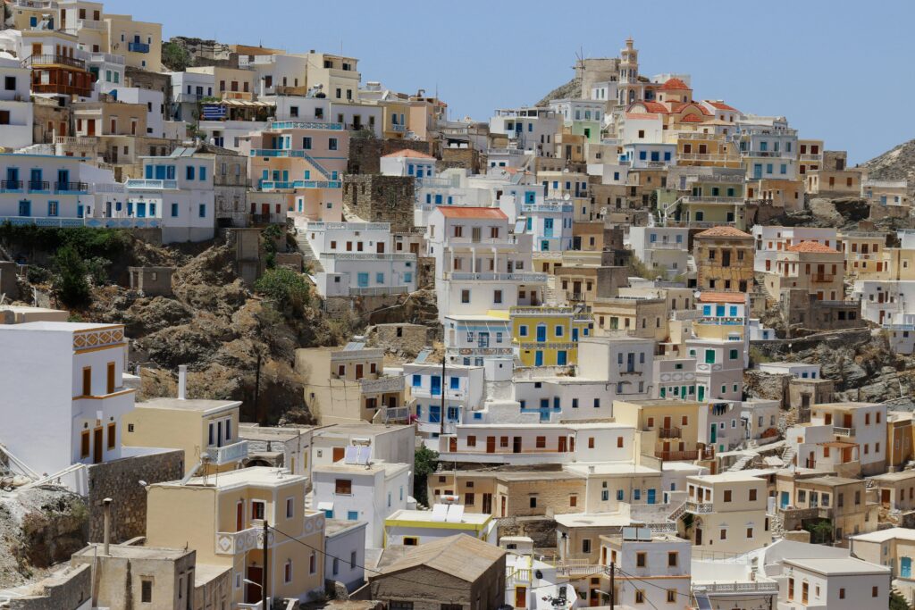 Folegandros Chora whitewashed village cliff - quiet Greek island alternative to Santorini